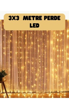 3x3 Metre Perde Led Işık Sıcak Şelale Tasarım Dekoratif Aydınlatma 3x3 Metre Perde Led Işık Sıcak Şelale Tasarım Dekoratif Aydınlatma
