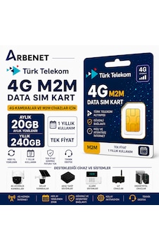 Türk Telekom 4g Data Sim Kart Aylık 20 Gb Yıllık 120 Gb Internet Tüm 4g Cihazlarla Uyumlu M2m