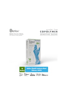 Slimfit Glove Pudrasız Yırtılmaya Dayanıklı Tek Kullanımlık Mavi Eldiven 100'lü