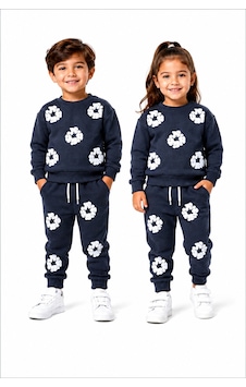 Mavi Boncukk Çocuk Unisex Kabartma Baskılı Detaylı Oversize Alt Üst Eşofman Takımı İndigo Mavisi Mavi Boncukk Çocuk Unisex Kabartma Baskılı Detaylı Oversize Alt Üst Eşofman Takımı İndigo Mavisi