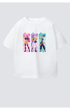 Monila Kız Çocuk Pamuklu Bisiklet Yaka Huntrix Baskılı T-shirt Ekru Monila Kız Çocuk Pamuklu Bisiklet Yaka Huntrix Baskılı T-shirt Ekru