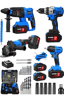 Dragro Alman Drg-krc 4'lü Set Kırıcı Delici Somun Sıkma Taşlama Makinesi Matkap 2 Akülü Dragro Alman Drg-krc 4'lü Set Kırıcı Delici Somun Sıkma Taşlama Makinesi Matkap 2 Akülü