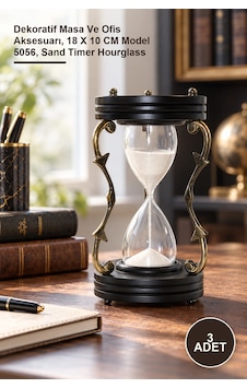 3 Adet Pirinç Kumsaati Dekoratif Masa Ve Ofis Aksesuarı, 18 X 10 Cm Model 5056, Sand Timer Hourglass Diğer
