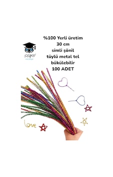 %100 Yerli Üretim 30 Cm Simli Şönil Tüylü Metal Tel Bükülebilir 100 Adet %100 Yerli Üretim 30 Cm Simli Şönil Tüylü Metal Tel Bükülebilir 100 Adet