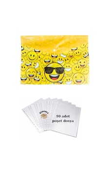 A4 Boy Çıt Çıt Ödev Dosyası +10' Lu Poşet Dosya Gözlüklü Emoji Sarı A4 Boy Çıt Çıt Ödev Dosyası +10' Lu Poşet Dosya Gözlüklü Emoji Sarı