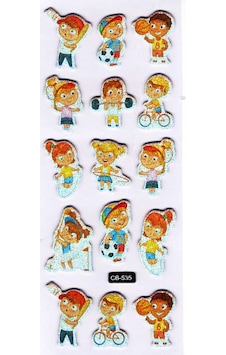 Sticker Kabartmalı Sticker Defter Planlayıcı Etiket Cb535 16x7 Cm- Sporcu Çocuklar Çok Renkli