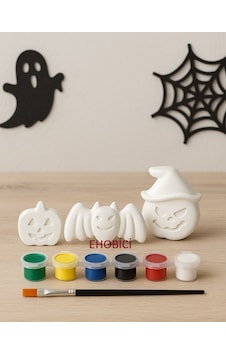 Ehobici Taş Boyama Seti Halloween Cadılar Bayramı 6 Renk Akrilik Boya 5ml + Fırça