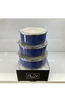 Alev Emaye Saklama Kabı 3'lü Turkuaz 14-16-18 CM Turkuaz