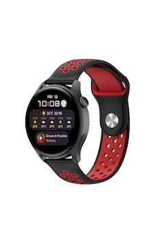 Watch 20mm Spor Delikli Kordon Saat Değildir - Siyah-kırmızı Watch 20mm Spor Delikli Kordon Saat Değildir - Siyah-kırmızı