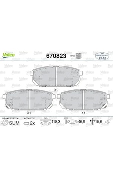 Valeo 670823 Arka Fren Balatasi 583023ed00 583023ed01 583023ee00 Valeo 670823 Arka Fren Balatasi 583023ed00 583023ed01 583023ee00