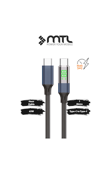 65w Pd Type-c To Type-c Dijital Watt Göstergeli Hızlı Şarj Ve Data Kablosu 1 Metre Siyah Mt2155 65w Pd Type-c To Type-c Dijital Watt Göstergeli Hızlı Şarj Ve Data Kablosu 1 Metre Siyah Mt2155