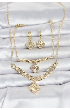Gold Renk Pirinç Kolye Bileklik Ve Küpe Seti Tj-bko11063 Hmngoxxtptprp Diğer