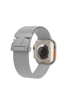 Apple Watch 44mm Uyumlu Zore Krd-25 Metal Hasır Kordon Gümüş Apple Watch 44mm Uyumlu Zore Krd-25 Metal Hasır Kordon Gümüş