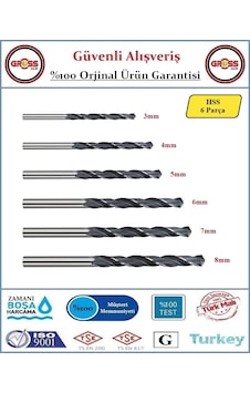 Hss Metal Ve Ahşap Delici Matkap Ucu - 6 Adet - 3,4,5,6,7,8mm