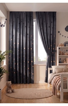 Bebek Çocuk Odası Fon Perdesi Desenli Dekoratif Dijital Baskılı Premium Çocuk Odası Perdesi Gri
