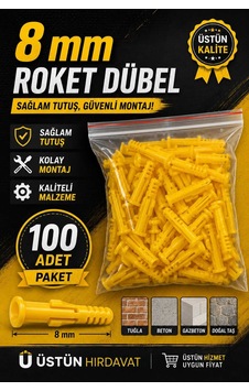 Üstün 8mm Roket Dubel 100adet