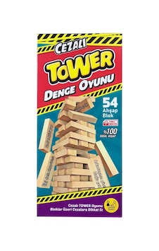 Denge Oyunu Cezalı Jenga -cezalı Tower - Ahşap Büyük Boy 54 Parça