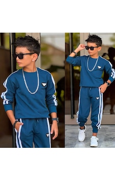 Erkek Çocuk 2 Parça Eşofman Takımı Sweatshirt Ve Pantolon Spor Şık Takım 60335-m Mavi Erkek Çocuk 2 Parça Eşofman Takımı Sweatshirt Ve Pantolon Spor Şık Takım 60335-m Mavi