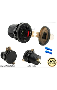 Çakmak Soketi Marine 2 Usb Li 2pd+voltmetre 9-30 Volt