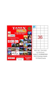 Tanex Laser Etiket 100 Yp 52.5X33 Laser-Copy-Inkjet Tw-2035 Tanex Laser Etiket 100 Yp 52.5X33 Laser-Copy-Inkjet Tw-2035