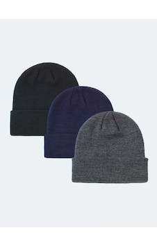 Eke Tekstil Unisex Katlamalı 3'lü Bere Seti Antrasit - Lacivert - Siyah Eke Tekstil Unisex Katlamalı 3'lü Bere Seti Antrasit - Lacivert - Siyah