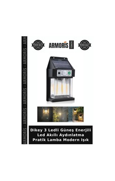 Dikey 3 Ledli Güneş Enerjili Led Akıllı Aydınlatma Pratik Lamba Modern Işık Çok Renkli