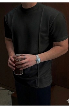 Cool Tarz Erkek Çizgi Detaylı Slim Fit Tişört Bisiklet Yaka Casual Pamuklu T-shirt Siyah Siyah Cool Tarz Erkek Çizgi Detaylı Slim Fit Tişört Bisiklet Yaka Casual Pamuklu T-shirt Siyah Siyah