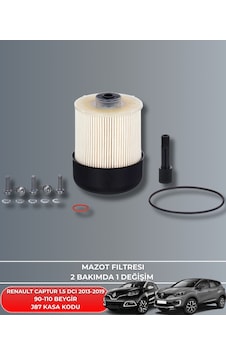 Renault Captur 1.5 Dcı 2013-2014-2015-2016-2017-2018-2019 90-110 Beygir Mazot Yakıt Filtresi Renault Captur 1.5 Dcı 2013-2014-2015-2016-2017-2018-2019 90-110 Beygir Mazot Yakıt Filtresi