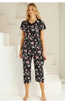 Alimer Kadın Siyah Dantelli V Yaka Bermuda Pijama Takım Edy2735s Siyah Alimer Kadın Siyah Dantelli V Yaka Bermuda Pijama Takım Edy2735s Siyah