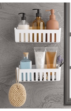 Primanova Deby 2'li Yapışkanlı Banyo Rafı - Beyaz