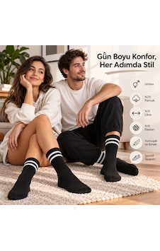 Womanandkids Wak Unisex Siyah Çorap Beyaz Çizgili 6'lı Set Uzun Soket Günlük Spor Kolej Stil Rahat Şık Tasarım Mo Womanandkids Wak Unisex Siyah Çorap Beyaz Çizgili 6'lı Set Uzun Soket Günlük Spor Kolej Stil Rahat Şık Tasarım Mo