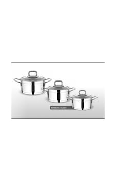Fms Silindir 6 Parça Çelik Güveç Mini Tencere Set Metal 5008 Gri