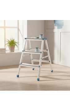 Merdiven Dayanıklı Pratik Güvenli Katlanabilir 3+3 Çift Basamaklı Alüminyum Metal Merdiven Merdiven Dayanıklı Pratik Güvenli Katlanabilir 3+3 Çift Basamaklı Alüminyum Metal Merdiven