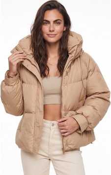 Onloox Kadın Bej Bej Polyester Karışımlı Esnek Kumaş Kapüşonlu Fermuarlı Cepli Şişme Mont Onloox Kadın Bej Bej Polyester Karışımlı Esnek Kumaş Kapüşonlu Fermuarlı Cepli Şişme Mont