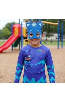 Tekstilland Pj Mask Kostüm Pijamaskeliler Kedi Çocuk Kostüm- Cat Boy Tulum+maskeli Set Renkli Çok Renkli