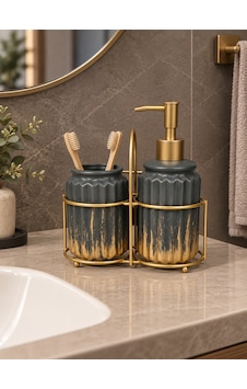 3 Parça Liva Banyo Seti - Antrasit Gold-7603 Çok renkli 3 Parça Liva Banyo Seti - Antrasit Gold-7603 Çok renkli