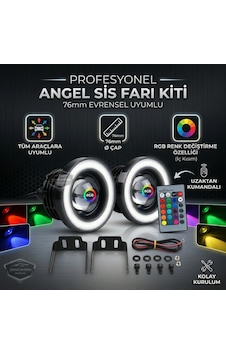 Üniversal Kumandalı Rgb Mercekli Angel Sis Farı Metal Su Geçirmez 76 Mm Beyaz Halkalı Gündüz Farı Angel Eyes 2 Adet Üniversal Kumandalı Rgb Mercekli Angel Sis Farı Metal Su Geçirmez 76 Mm Beyaz Halkalı Gündüz Farı Angel Eyes 2 Adet