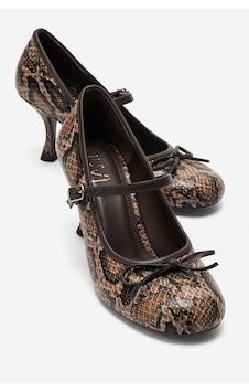 Luvi Shoes Acland Kahverengi Desenli Fiyonklu Kadın Topuklu Ayakkabı Luvi Shoes Acland Kahverengi Desenli Fiyonklu Kadın Topuklu Ayakkabı