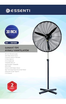Essenti Ev-30100 30'' Sanayi Tipi Ayaklı Vantilatör 240w Essenti Ev-30100 30'' Sanayi Tipi Ayaklı Vantilatör 240w