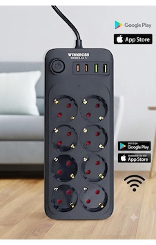 Akım Korumalı Wifi 8'li Priz Kamera