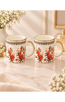 2'li Porselen Nostalji Kupa 400 Ml-7772 Çok Renkli 2'li Porselen Nostalji Kupa 400 Ml-7772 Çok Renkli