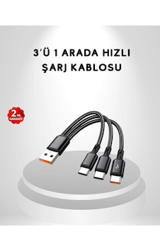 3 Ü 1 Arada Hızlı Şarj Kablosu İos Android Type-c Uyumlu Ve Dayanıklı Çok Renkli 3 Ü 1 Arada Hızlı Şarj Kablosu İos Android Type-c Uyumlu Ve Dayanıklı Çok Renkli