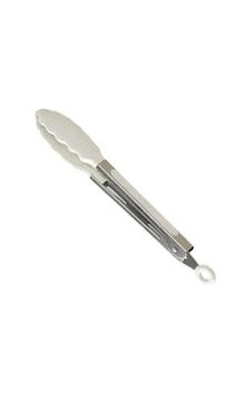 Qerrhome Silikon Uçlu Metal Servis Maşası Kremrengi 25 Cm Gri