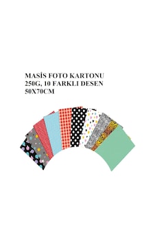 Karmaofis 50x70 Cm Desenli Fon Kartonu 10'lu Karışık Renk