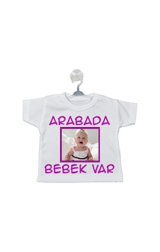Fotoğraflı Arabada Bebek Var Uyarı Levhası Mini Tişört (Kız) Fotoğraflı Arabada Bebek Var Uyarı Levhası Mini Tişört (Kız)