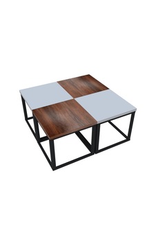 4'lü Kare Orta Sehpa Seti 88x88x40,7 Cm 28 Mm Tabla, Masif Ahşap Ayak Gri / Ceviz Gri+ceviz Gri+ceviz 4'lü Kare Orta Sehpa Seti 88x88x40,7 Cm 28 Mm Tabla, Masif Ahşap Ayak Gri / Ceviz Gri+ceviz Gri+ceviz
