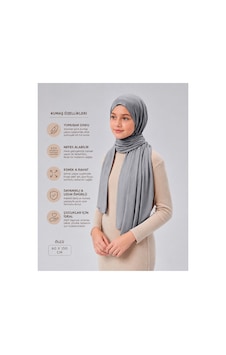 Sonbaharmoda Kız Çocuk Penye Şal, Viskon Likralı, 60x150 Cm, 10-12 Yaş, Tesettür Şal. Gri