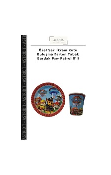 Özel Seri İkram Kutu Buluşma Karton Tabak Bardak Paw Patrol 8 Li Diğer