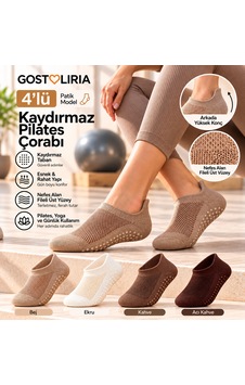Gost Liria Kaydırmaz Pilates Çorabı 4'lü Paket Patik Model Çok Renkli Gost Liria Kaydırmaz Pilates Çorabı 4'lü Paket Patik Model Çok Renkli