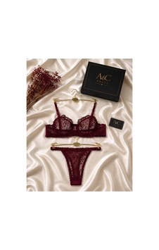 Ac Prive Bordo Transparan Dantel Sütyen Külot Brode Takımı- Özel Kutulu Bordo - 915790783 Bordo Ac Prive Bordo Transparan Dantel Sütyen Külot Brode Takımı- Özel Kutulu Bordo - 915790783 Bordo